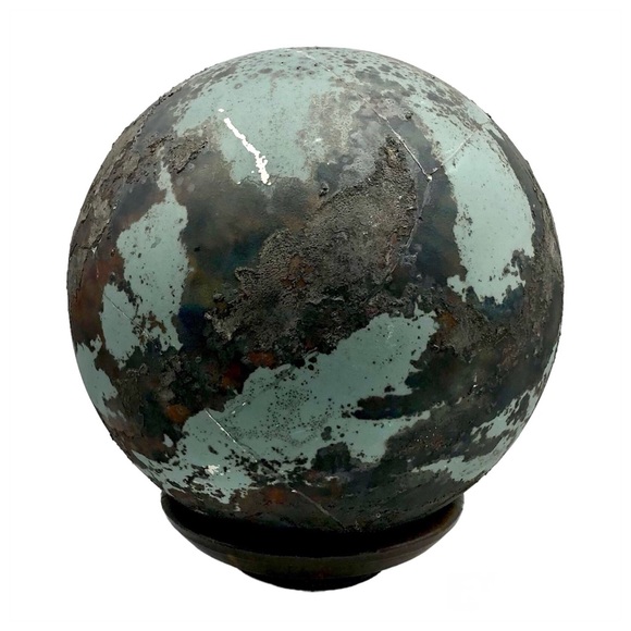 Coming Soon! Kintsugi Raku Pottery Globe Large Sphere Gold Crack Art Centerpiece - Picture 3 of 8